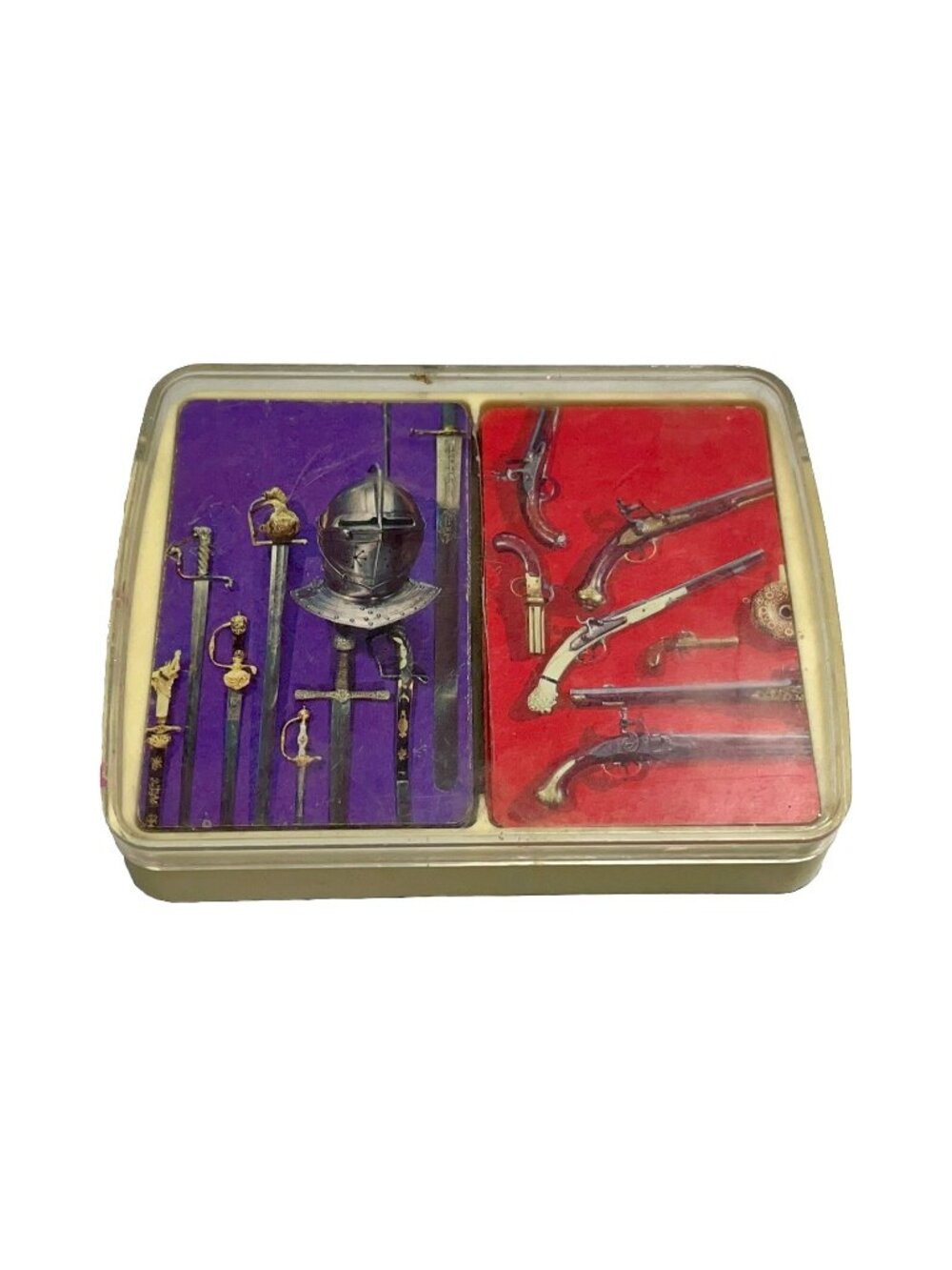 Vintage 2 Deck Set Congress Playing Cards Antique Guns Medieval Swords Man Cave